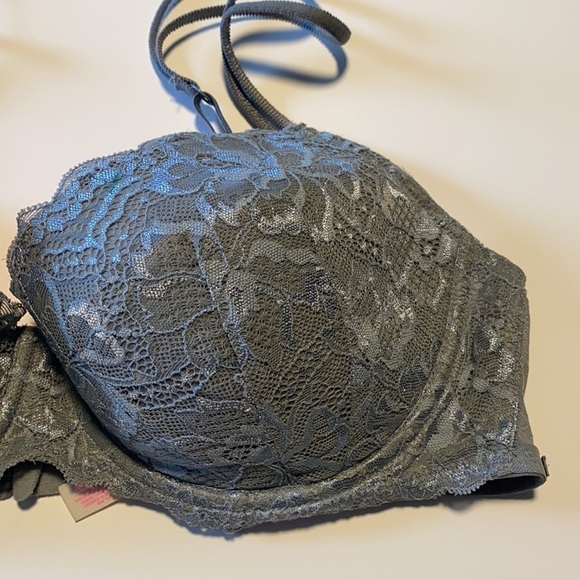 Grey Lace Date Demi Bra 36D Clip for racerback lined no push up - Picture 9 of 10